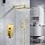 EMBATHER Brushed Gold Shower System- 10 inch Shower Faucet Sets with Rain Shower Head Hand Held Shower Head for Bathroom, Wall Mounted Square Shower Combo Set (Contain Shower Valve and Trim)