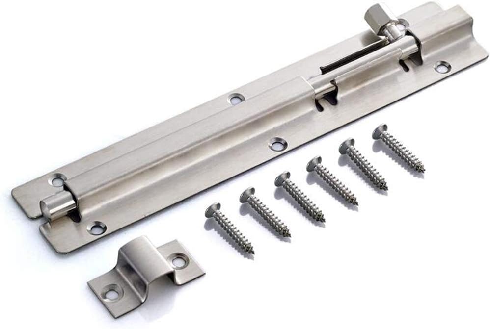 Door Lock,Gate Bolt,Sliding Bolt,Heavy-Duty Stainless Steel Door Latch,Home Anti-Theft Barrel Slide Bolt Door Latches, Security Sliding Latch Lock with Screws(Color:Silver,Size:5 inch)