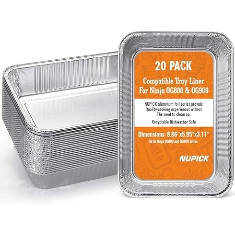 NUPICK 20-Pack Grease Tray Liners for Ninja OG850/OG951 Woodfire Outdoor Grill & Smoker, Grill Drip Pans Compatible with OG800 and OG900 Series Cover