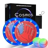 SETOXYX LED Toss and Catch Ball Game Set, Glow in The Dark, Kids Toddler Baseball Catch Ball Outdoor & Beach Toys, Family Games for Pool Yard Camping, Birthday Gift for Boys Girl