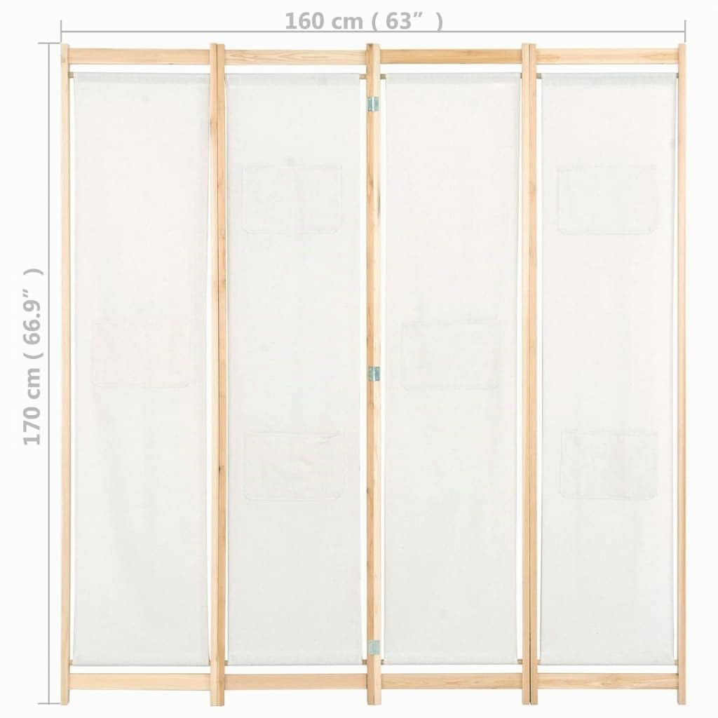 vidaXL Biombo Divisor de 4 Paneles de Tela Decoración Hogar Casa Jardín Bricolaje Salón Comedor Ambientes Habitaciones Separador 160x170x4 cm Crema