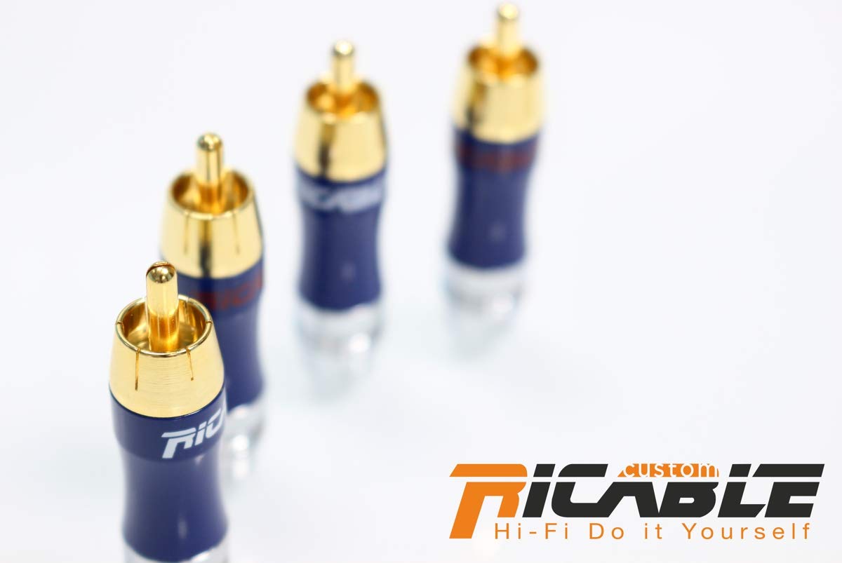 Ricable Custom RNU - Kit 4 Pz. Connettori RCA Hi-Fi a Saldare per cavo 7 mm max.