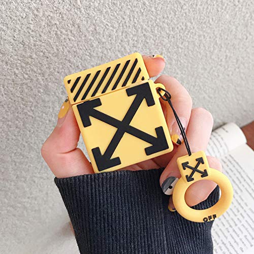 Gift-Hero Compatible with Airpods 1&2 Soft Silicone Cute Case, Cartoon 3D Fun Luxury Funny Cool Design Designer Character Skin Stylish Fashion Cover for Girls Boys Kids Teens Air pods (Yellow Arrow)