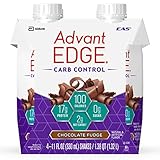 EAS AdvantEDGE Carb Control Protein Shake Chocolate Fudge Ready-to-Drink, 17 g of Protein 11 fl oz Bottle, 24 Count
