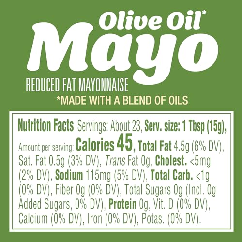 Image of Kraft Mayo with Olive Oil Reduced Fat Mayonnaise - Rich and Flavorful Condiment for Sandwiches, Dips and Dressings, Made w / Cage-Free Eggs, For a Keto and Low Carb Lifestyle, 12 fl oz Bottle