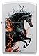 Zippo Sturmfeuerzeug - Fire Horse, Satin Chrome, Color Image - Nachfüllbar - Wiederverwendbar - Windfestes Design - Geschenkbox - Made in USA