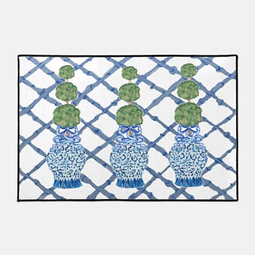 Hand Painted Trellis Topiary Doormat Ginger Jar Doormat