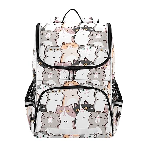 Mnsruu Zaino per bambini con simpatico gatto dei cartoni animati impilabile per la scuola, ragazze e ragazzi, borsa per la scuola per bambini, borsa per libri per elementari con striscia riflettente, B115 Mnsruu Zaino per bambini con simpatico gatto dei cartoni animati impilabile per la scuola, ragazze e ragazzi, borsa per la scuola per bambini, borsa per libri per elementari con striscia riflettente, B115