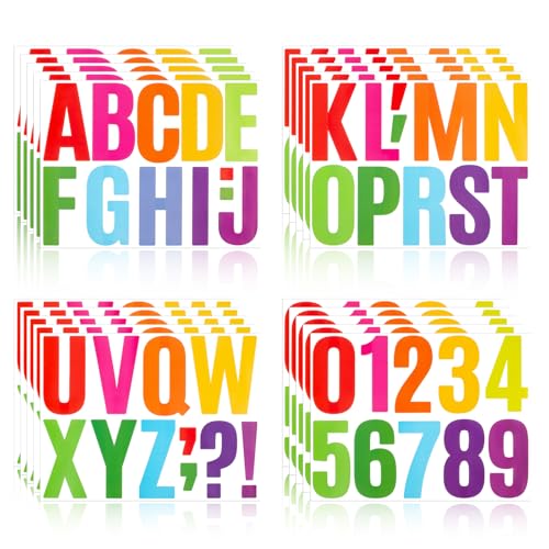 LLEWYN - Calcomanías de letras del alfabeto para tablón de anuncios, 200 unidades, 18 hojas de 4 pulgadas, autoadhesivas, impermeables, de vinilo para buzón, tablón de anuncios, ventana, puerta,