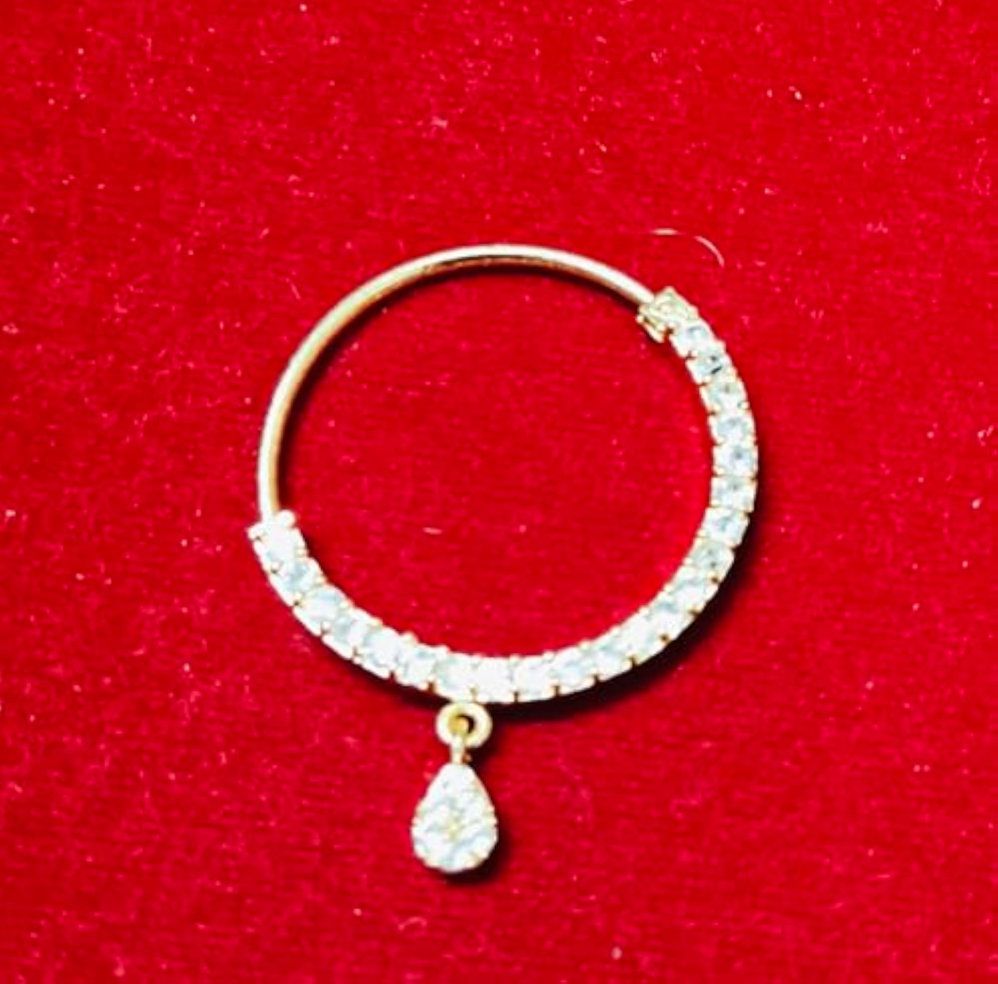 Crystal Drop Ring, Rose Gold Plated, Dangle Charm