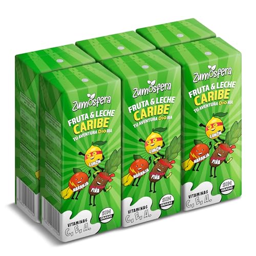 DIA ZUMOSFERA bebida de frutas con leche caribe pack 6 unidades 200 ml