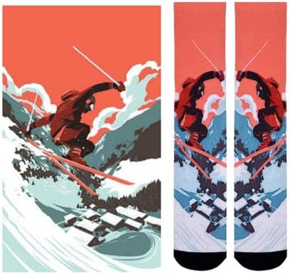 Sierra Socks Alpine Racer Pattern Unisex Socks, Adult Mid Calf Socks, Comes in 1-Pair, 2 Pair & 3 Pair Pack