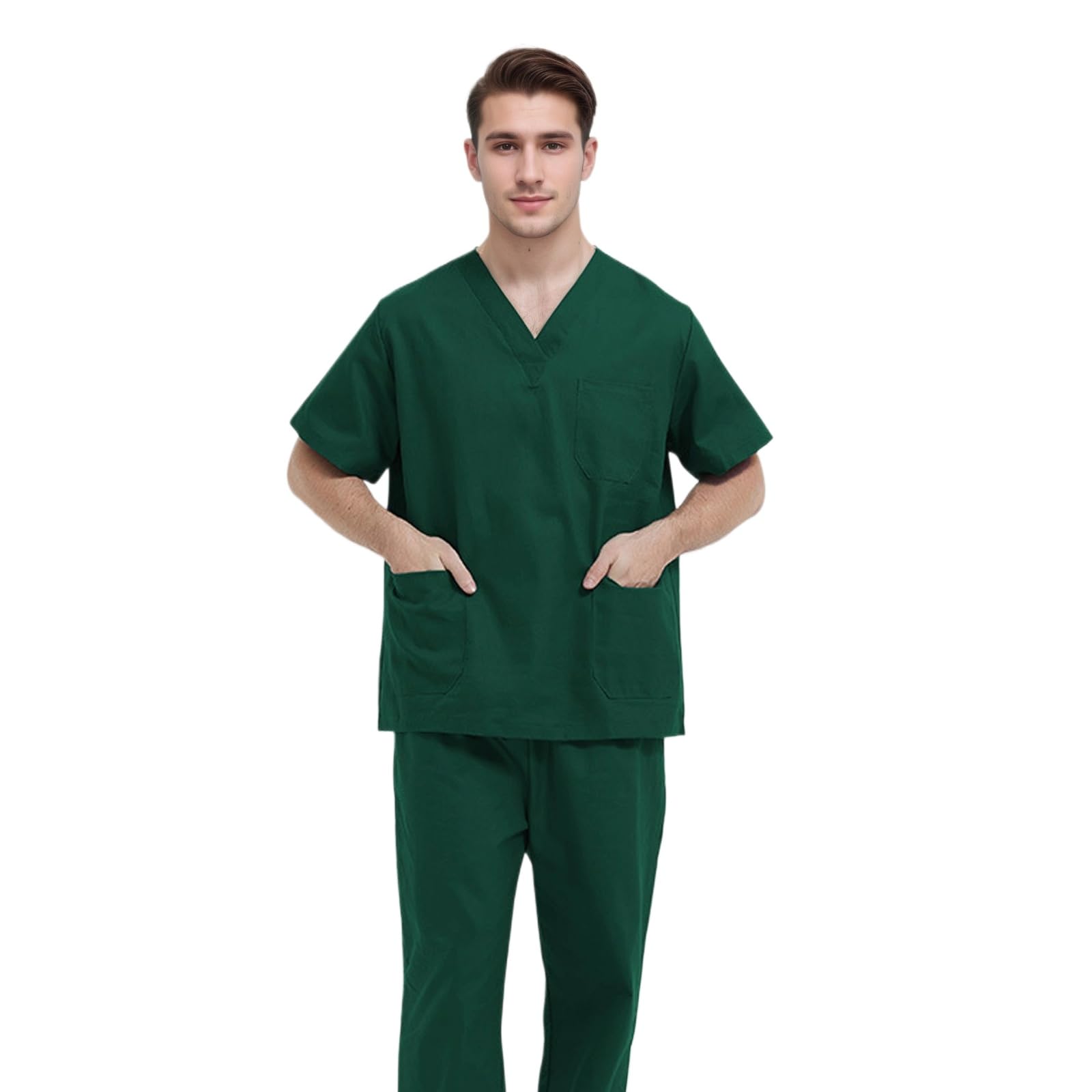 Chesoon Uniforme Médico para Hombres Verano Manga Corta Conjunto Tejido Elástico Secado Rápido para Dentistas Clínicas
