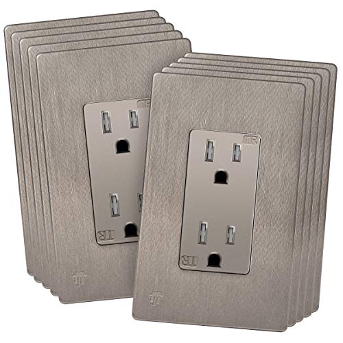 Image of ENERLITES Elite Series Decorator Receptacle Outlet Child Safe Tamper-Resistant, Gloss Finish, Self-Grounding, Residential Grade, 15A 125V Standard Electrical Wall Outlet, UL Listed, Nickel (10 Pack)