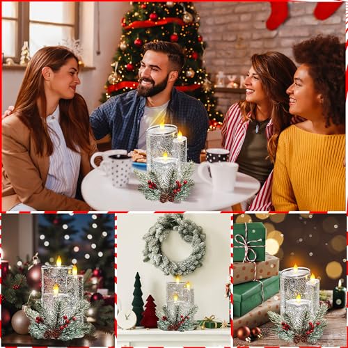 Vela sin llama de globo de nieve de Navidad con luces LED de mesa 6