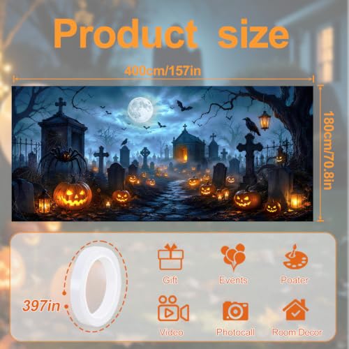 Image of Halloween Garage Door Decorations 6 x 13 ft, Cemetery Cover