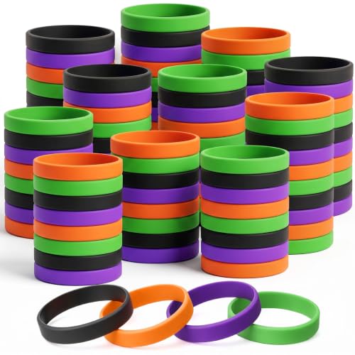 Image of Liliful 100 Pcs Silicone Wristbands Blank Rubber Bracelets,Halloween
