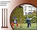 Naqqash Sports Wooden Cricket Wicket Stumps Multi-Surface Placement with Wood Base. 3 Wickets and 2 Bails (Solid Wood)