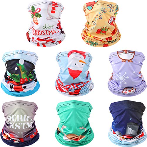 8 Piezas Pañuelos Multifuncional Unisex de Navidad sin Costuras Bandana de Cara...