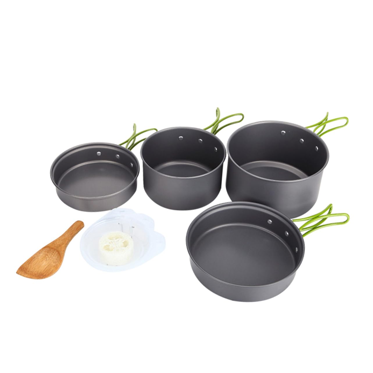 HONMEET 2-3 Person Camping Pot Cookware Set Portable Aluminum Dinnerware for Outdoor Cooking