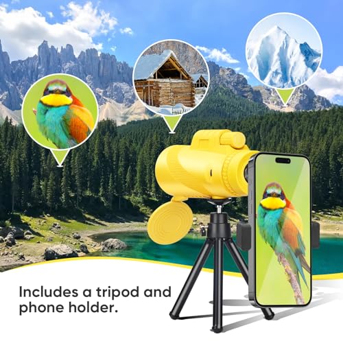 Monocular for Adults high Powered, monocular Telescope for Smartphone with 360°rotatable Tripod,high-Definition monocular for Travel and Bird Watching