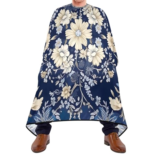 Capa profesional impermeable de corte de cabello con diseño floral ornamental y cierre ajustable de broche para peluquería miniatura 1