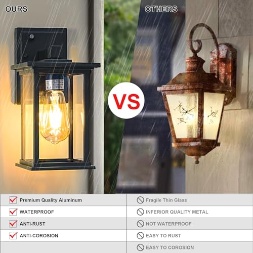 Dusk to Dawn Outdoor Wall Sconce Light for Porch Patio Front Door Entryway, Exterior Wall Lantern Fixture with E26 Base, Aluminium Waterproof Sconces Wall Mounted Lighting for Hallway