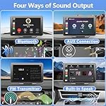 Portable Carplay Screen for Car, 7" Wireless Carplay & Android Auto with Bluetooth, HD Backup Camera, GPS Navigation, Siri, FM, AUX, Mirror Link for All Vehicles - Image 5