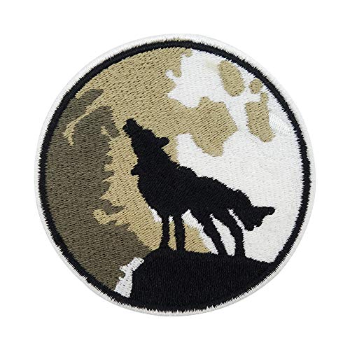 Finally Home Écusson Thermocollant | LOUP HURLANT LA LUNE | Patch à coller au fer à repasser ou à coudre | Pièce de décoration ou réparation pour vêtement, jean, sac, pantalon, veste