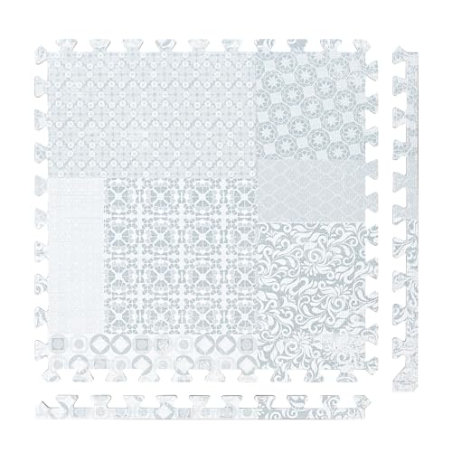 Image of PopsyKosy Premium Baby Floor Play Mat - Thick & Cushioned 0.5 inch Playroom Foam Mat, Non-Toxic Odorless - 6 Tiles - Spacious 6x4 ft. - Stylish & Large, Waterproof for Kids & Toddlers - Totem Gray