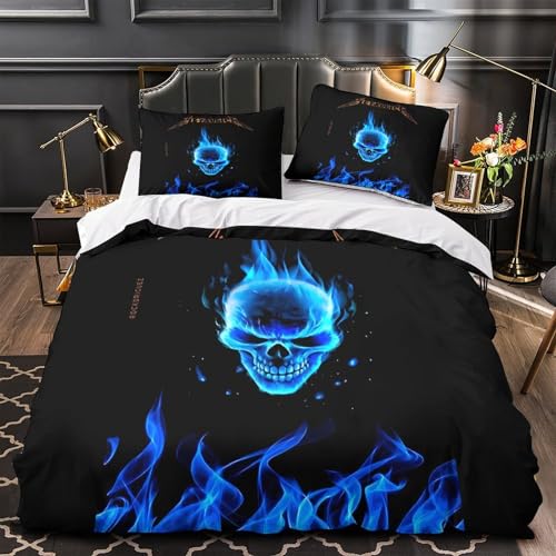 Housse couette crâne de métal résistante anti-plis ado