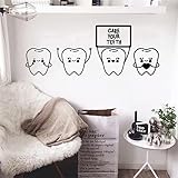 Vinyl Wall Decal Cartoon Children's Dentistry Teeth Quote Care Your Teeth Dental Clinic Stickers Murals Art Decor YT6773 (Black)