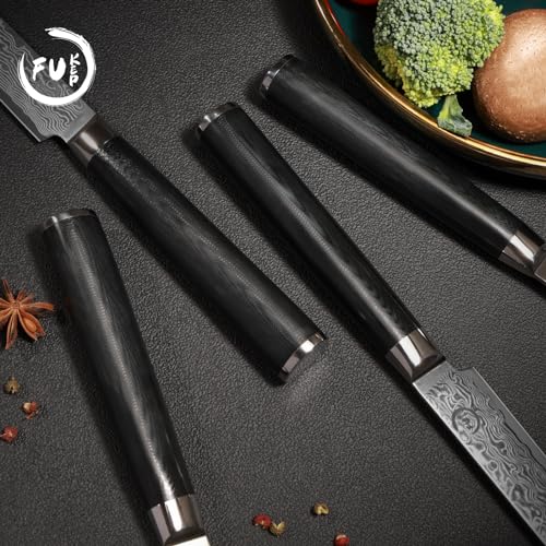 Steak knives Set of 4, Super-Sharp 5 Inch Damascus Steak Knife Set, Japanese VG10 Core Steel - Non-Serrated Steak Knives with Case - Image 7