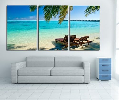 Creativity -Beach-3PCS HD Print Art Canvas Giclee Print Painting Modern Home Decorations Wall Art, 16x24inches (with frame)