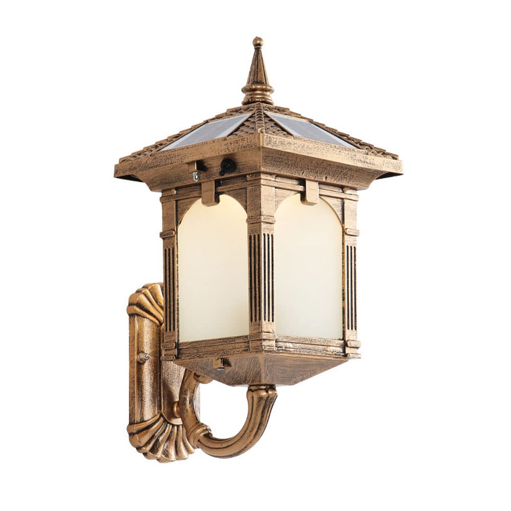 Applique murale solaire retro E27 carrée IP55 avec 3 modes d'éclairage pour jardin