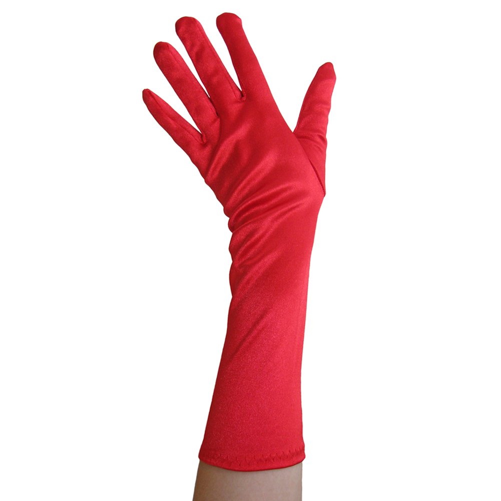 SeasonsTrading Red Satin Gloves (Elbow Length) - Formal, Wedding, Theatrical, Costume Party