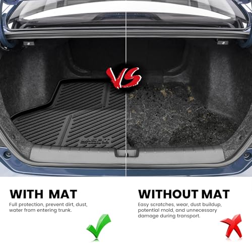 Image of LASFIT All Weather Cargo Mats for Honda Civic 2016-2021 - Sedan | Full Surround TPE Mats, Tall Walls, 3D Custom Fit, Non-Slip, Easy Clean, Tool-Free Install, Vehicle-Specific Accessories