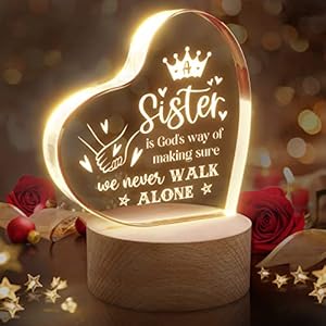 Pandasch Birthday Gifts for Sister, Sister Birthday Gifts from Sister, Personalized Night Lamp Engraved with Quotes…