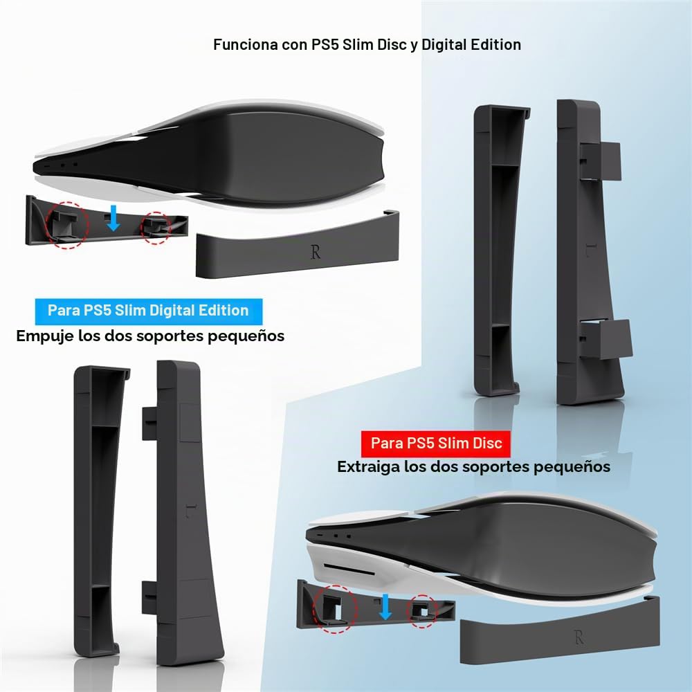 Soporte Horizontal para Sony PS5 Pro/PS5 Slim Consola,Consola de Juegos Base Soporte Soporte Accesorios para Sony PlayStation 5 Slim,Soporte de Escritorio Estante de Almacenamiento (Negro)