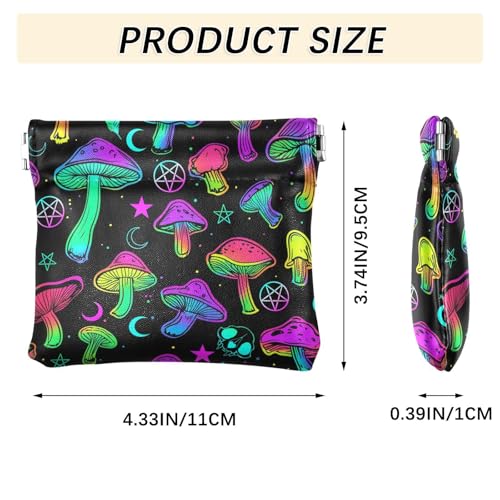 Mushroom Leather Squeeze Coin Purse Pouch Change Holder For Men & Women2