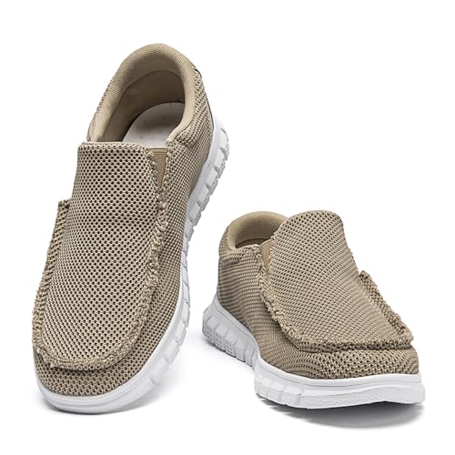 Mens Slip on Loafers Boat Shoes Non Slip Walking Shoes Running Fashion Sneakers for Men Comfort Lightweight Breathable Casual Office Shoes Brown 82