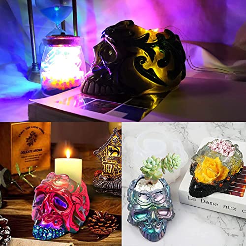 Voyyphixa Skull Resin Moulds Molds for Resin Epoxy Skull Head Resin Mold Ghost Silicone Mold Resin Casting 3D Skeleton Mold DIY Jewelry Box,Trinket Container,Makeup Brush Holder,Pen Holder - Image 2