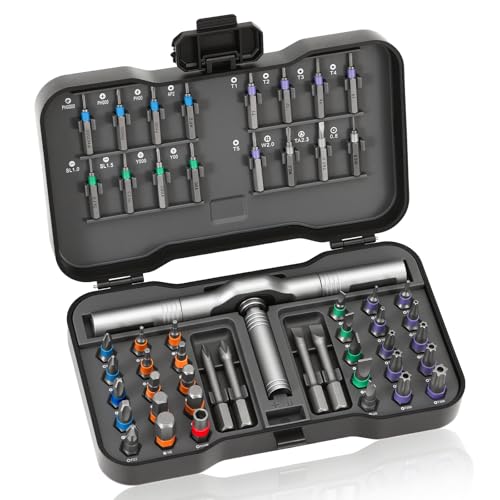 50 in 1 Magnetic Ratchet Screwdriver Set Multi Bit Ratcheting Screwdriver Set Repair Kit with Detachable Ratchet Handle for Electronics Repair Furniture Assembly & DIY
