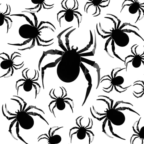 JUGUTA 24 Pack Dia das Bruxas 3D decoração, 3 tamanhos Realistische Pvc Scary Spider Fensteraufkleber Wandaufkleber, Halloween horror aranhas para bricolage decoração Halloween festa decoração preta