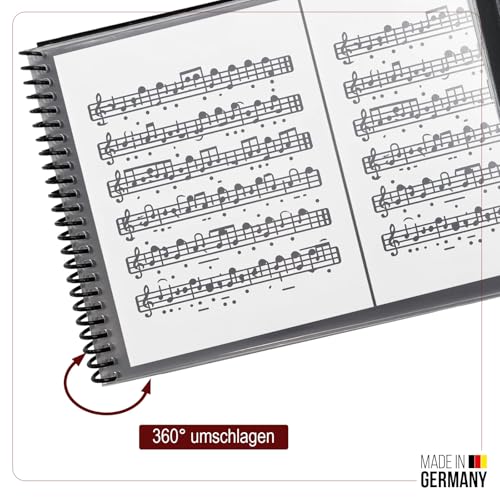 ggm® Marschmappe/Notenmappe – Folientaschen mit Beschriftungstasche, Schwarz Wasserabweisend & robust, Taschenformat: Querformat Taschengröße: 14,5 x 18,5 cm, Made in Germany (30 Taschen)