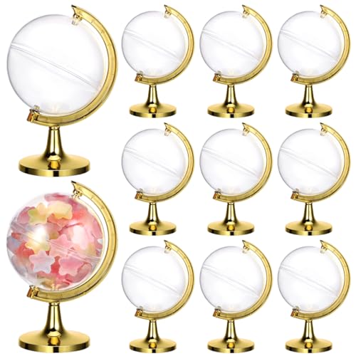Healvian 12pcs Mini Globe Candy Container,Plastic Tellurion Candy Boxes,Small Sweets Packing Box,Creative Globe Giftware Boxes for Wedding Christmas Party Favors