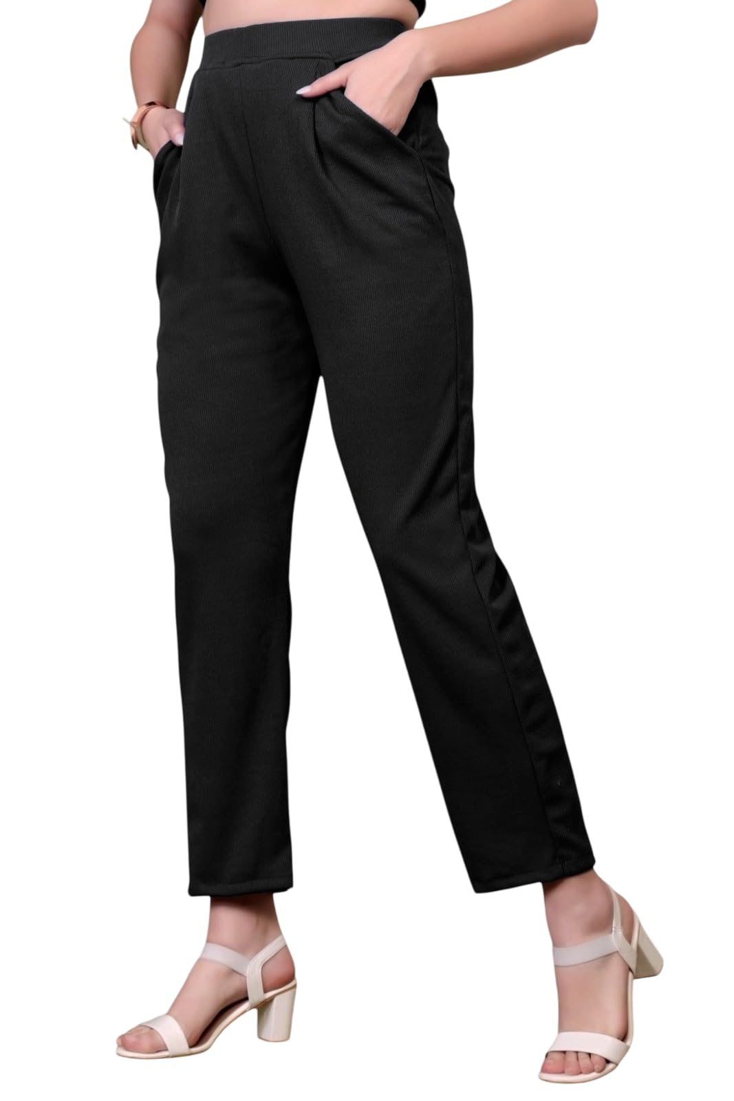 Highlander Women Regular Fit Lycra Trousers with Pockets, Formal and Casual Wear, Plus Size in neutral