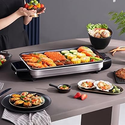 Tischgrill Elektrogrill Regelbarer Thermostat Antihaftbeschichtete Grillplatte Grill Teppanyaki Abnehmbares Kabel… – Bild 7