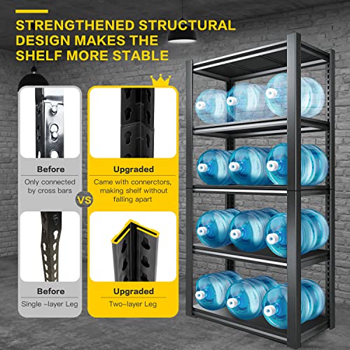 Raybee Garage Shelving Heavy Duty Storage Shelves Hold 2000Lbs Adjustable Garage Storage Shelves, 5-Tier Metal Shelving Unit For Garage, Heavy Duty Shelving, Basement Storage Rack 32"W X 16.5"D X 63"H #TOP1