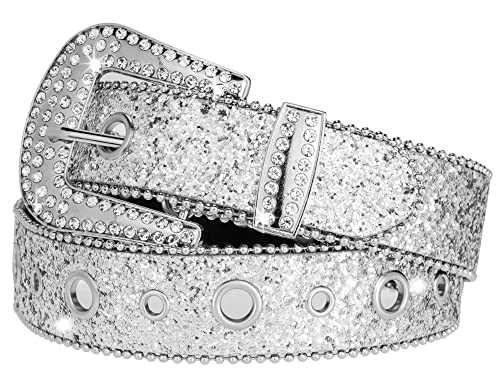Vikodah Women Western Rhinestone Belt Fashion Cowgirl Cowboy Bling Studded Diamond Waist Belt for Jeans Pants